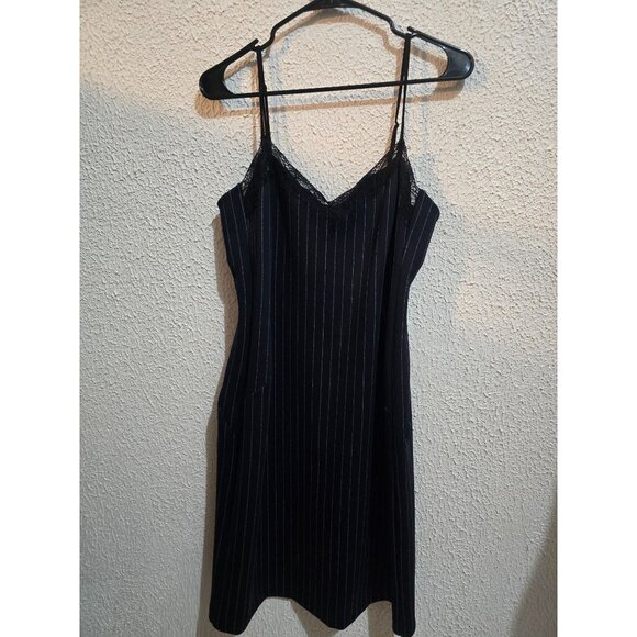 Worthington Womens Size 14 Pinstripe Slip Dress With Lace Neckline - Picture 6 of 6